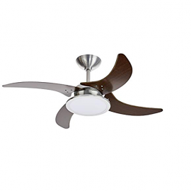 VENTILADOR TRON MAREIRO LED ALUMINI ESCOVADO 4 PAS