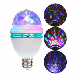 LAMPADA RGB GIRATORIA DISCO 3W RGB EFEITO COLORIDO